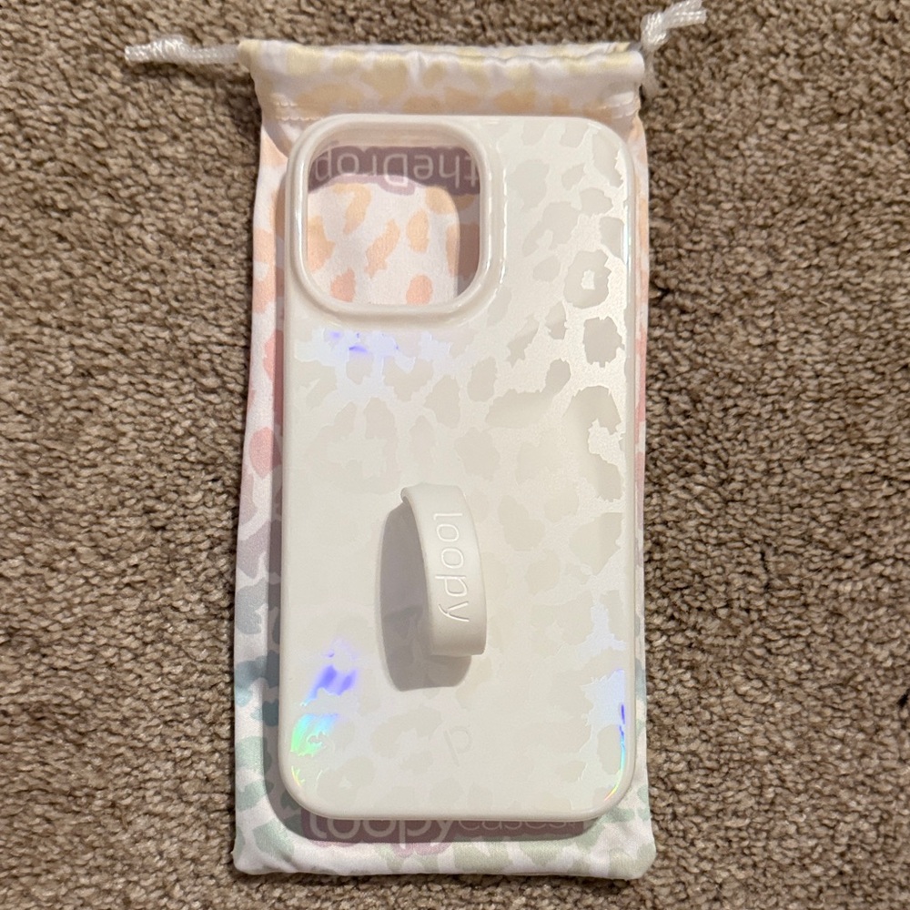 Loopy Case Iridescent White Phone Case with Grip iPhone 14 Pro Max
